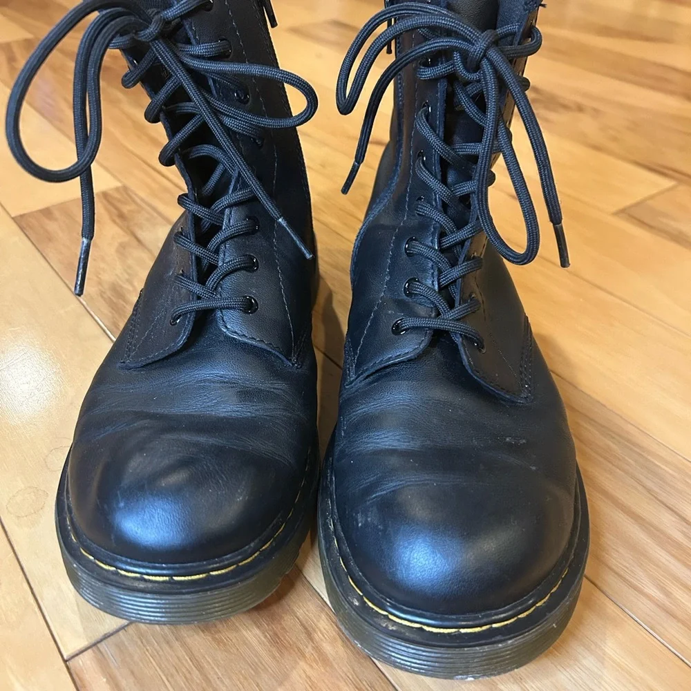 Dr. Martens Youth Black Leather Lace-Up Side Zip Boots